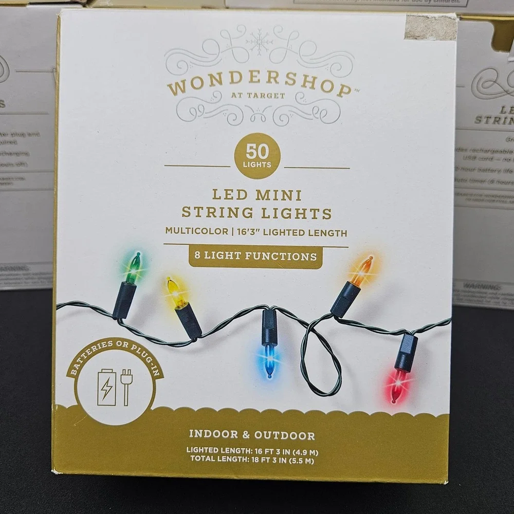 Wondershop LED Mini String Lights 50ct Multicolor 8 Functions Lot‎ of 5 Boxes